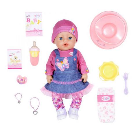 BABY born-Papusa interactiva cu sarafan de blugi - 43 cm - imagine 6
